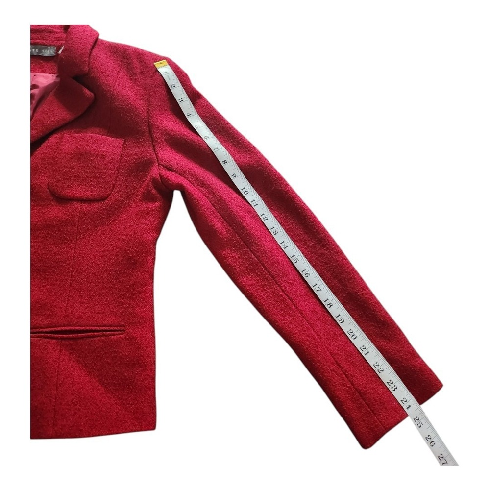 Wool Blend Blazer Kate‎ Hill Size 12 Red Career Classic Vintage Style Pockets - Picture 7 of 10